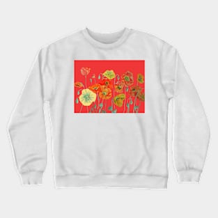 Red Poppy Watercolor Painting Crewneck Sweatshirt